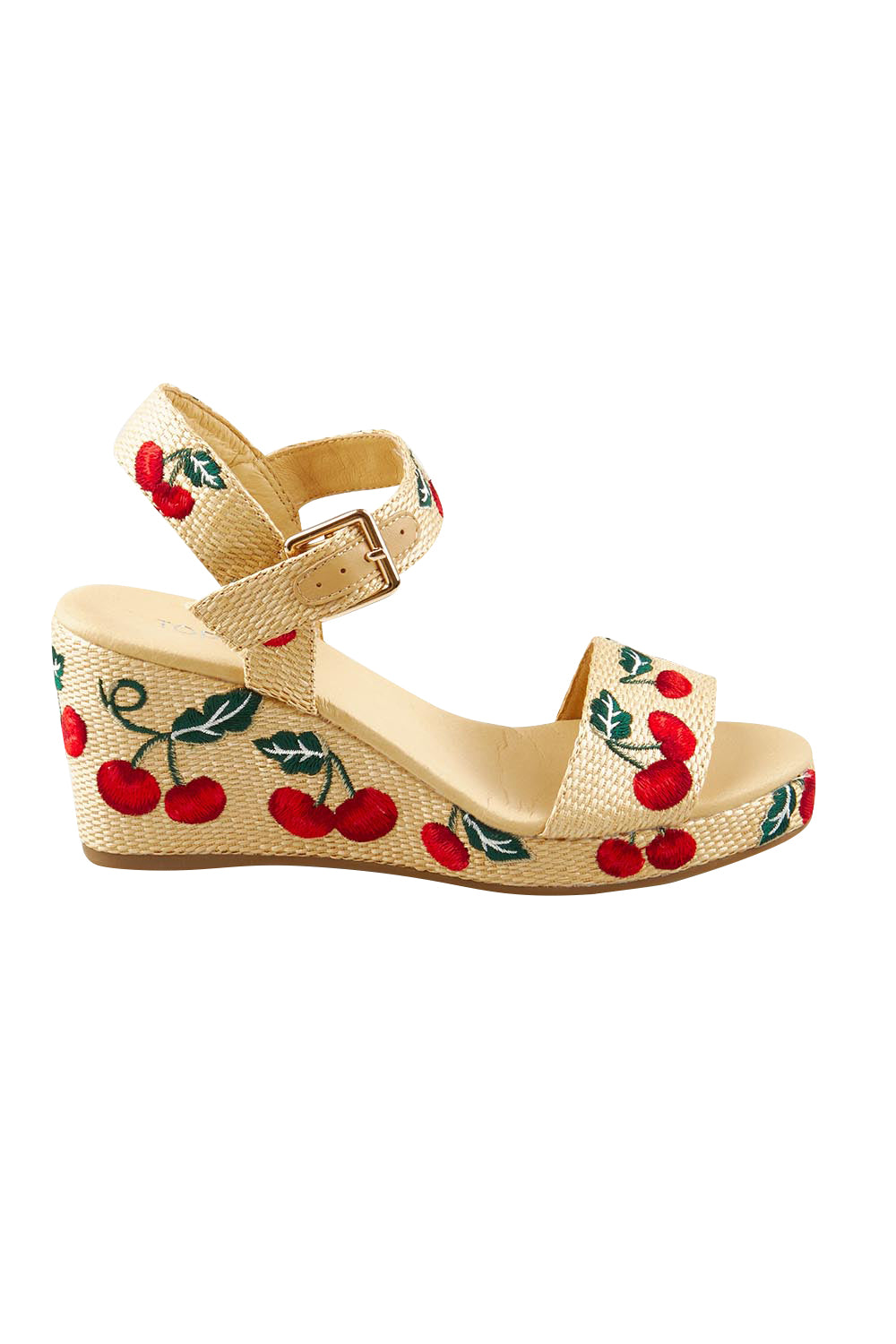 Product shot of the Gossier Cherry Wedge in colour Cherries, from the front