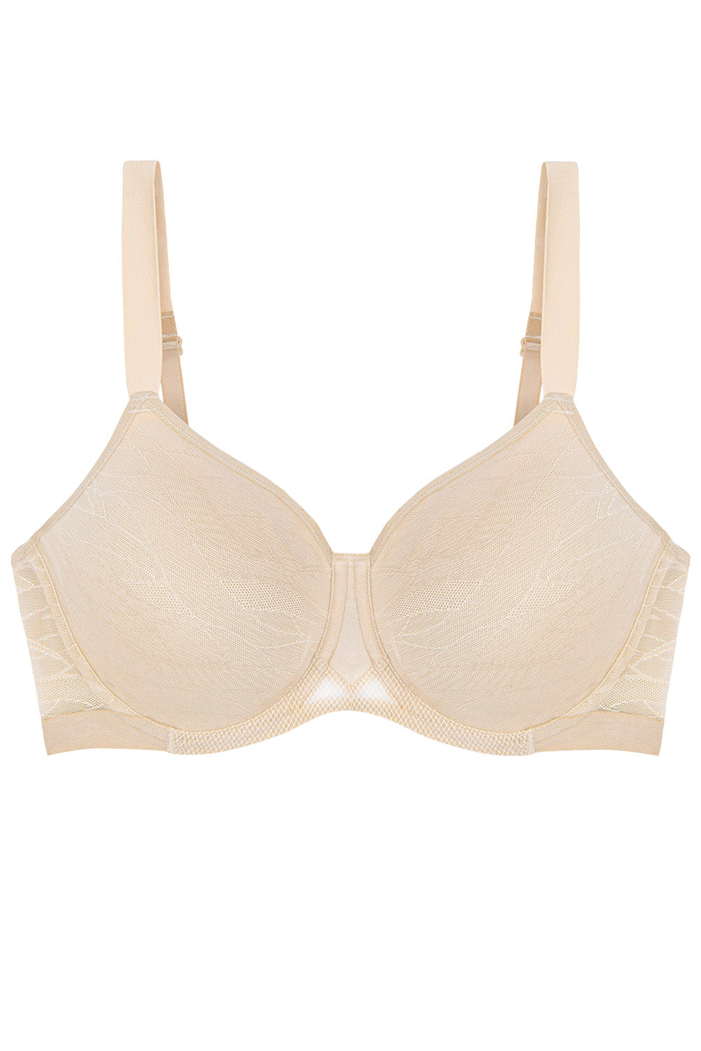 Product shot of the Shape Minimiser Airy Sensation Bra in colour Nudebeige, from the front
