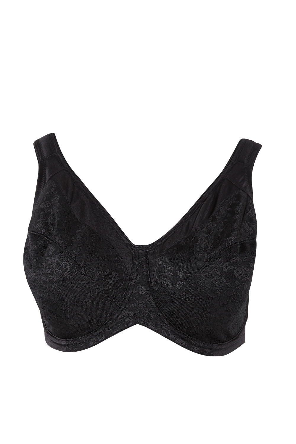 Product shot of the Endless Comfort Wired Bra in colour Black (Black), from the front