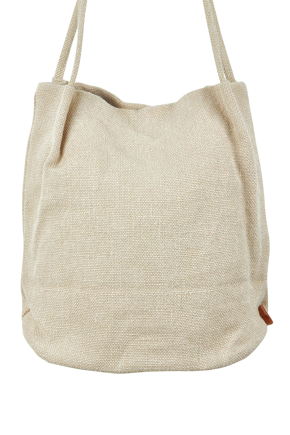 Product shot of the Natural Jute Long Handle Bag in colour Beige, detail