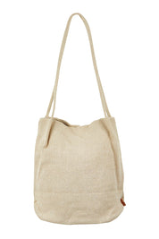 Product shot of the Natural Jute Long Handle Bag in colour Beige, from the front