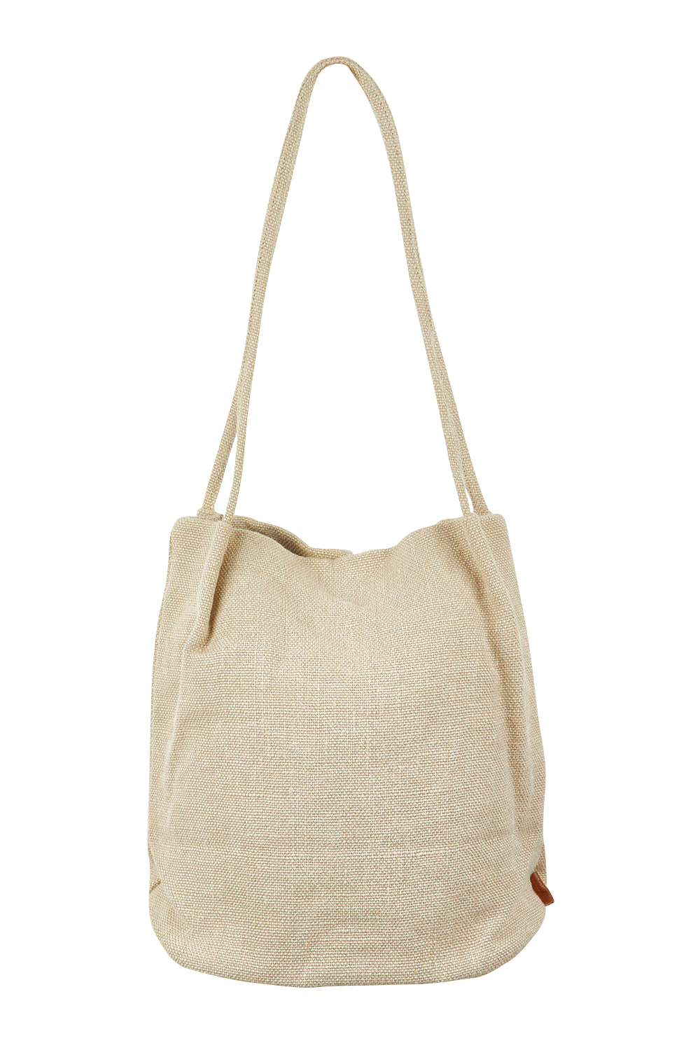 Product shot of the Natural Jute Long Handle Bag in colour Beige, from the front