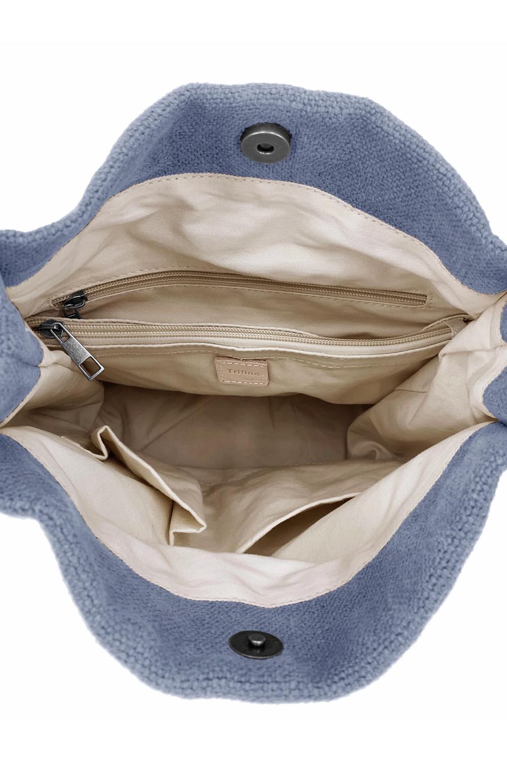 Product shot of the Natural Jute Long Handle Bag in colour Blue (Blue), detail