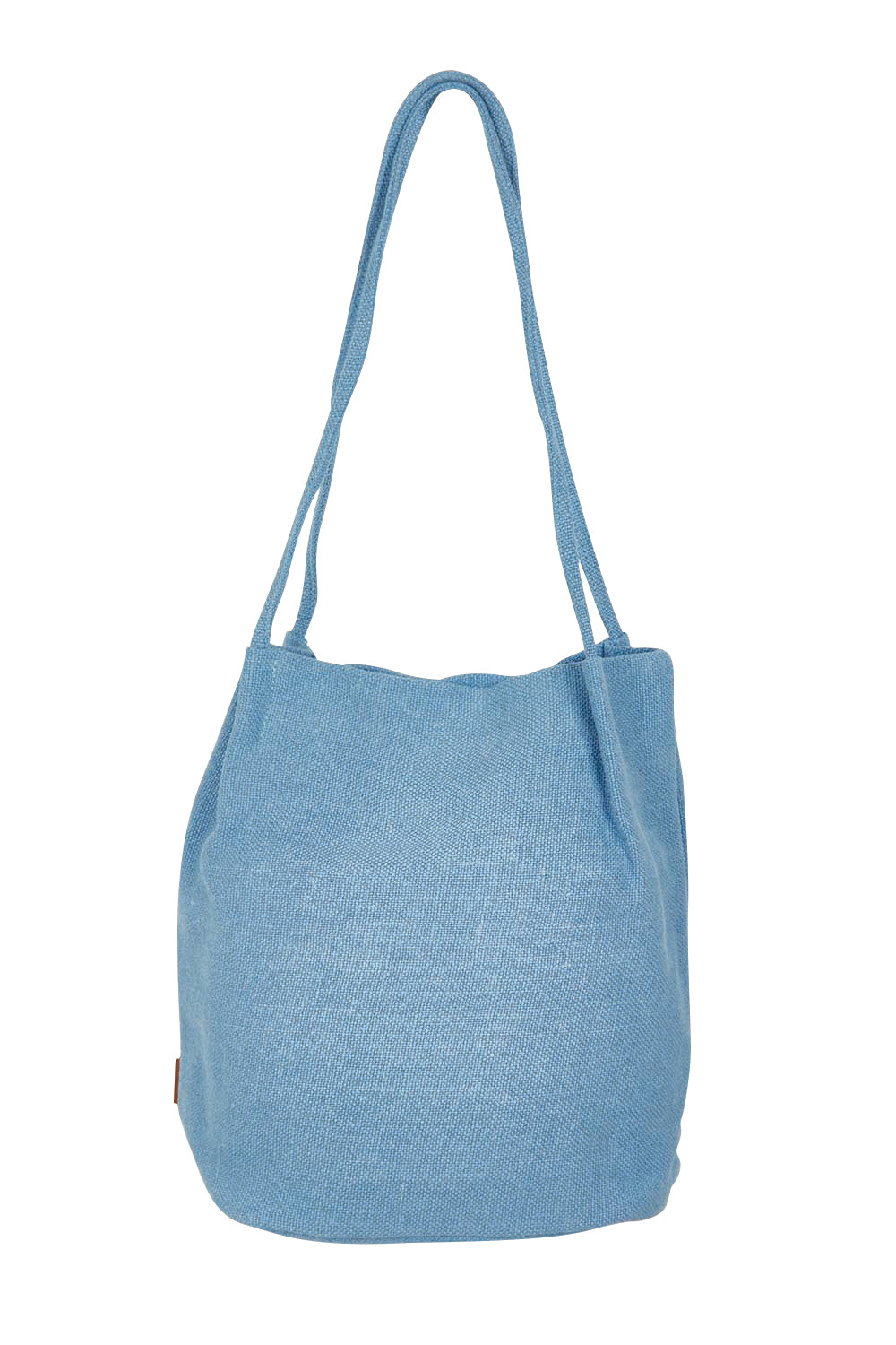 Product shot of the Natural Jute Long Handle Bag in colour Blue (Blue), from the front