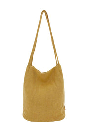 Product shot of the Natural Jute Long Handle Bag in colour Mustard, from the front