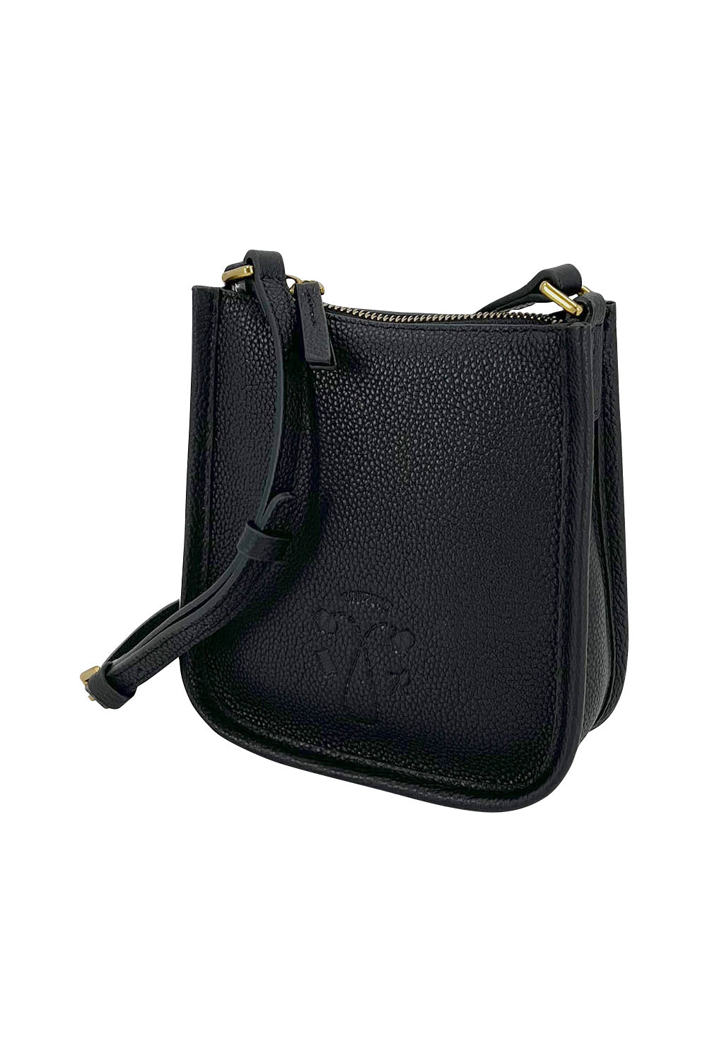 Product shot of the Small Leather Crossbody Bag in colour Black (Black), from the front