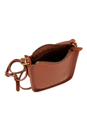 Product shot of the Small Leather Crossbody Bag in colour Tan, detail
