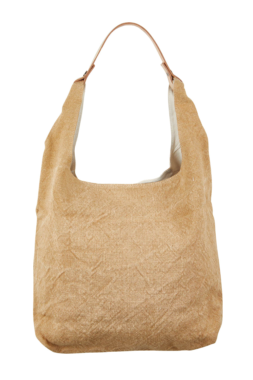 Product shot of the Leather Handle Tote Bag in colour Natural, from the back