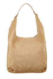 Product shot of the Leather Handle Tote Bag in colour Natural, from the front