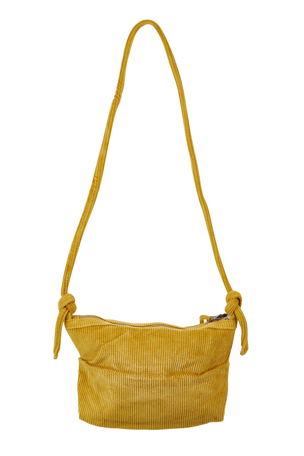 Product shot of the Corduroy Crossbody Bag in colour Mustard, from the back