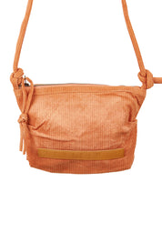Product shot of the Corduroy Crossbody Bag in colour Rust, detail