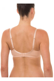 A model wearing the Pure Luxury Gorgeous Bra in colour Teint, from the back