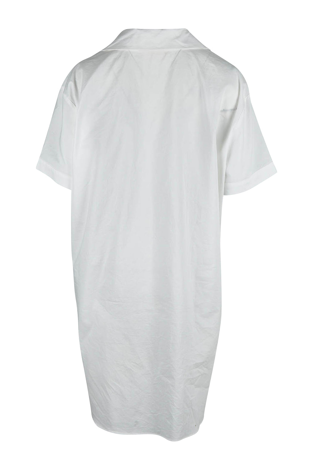 Product shot of the Cotton Short Sleeve Sleep Shirt in colour Milkwhite (White), from the back