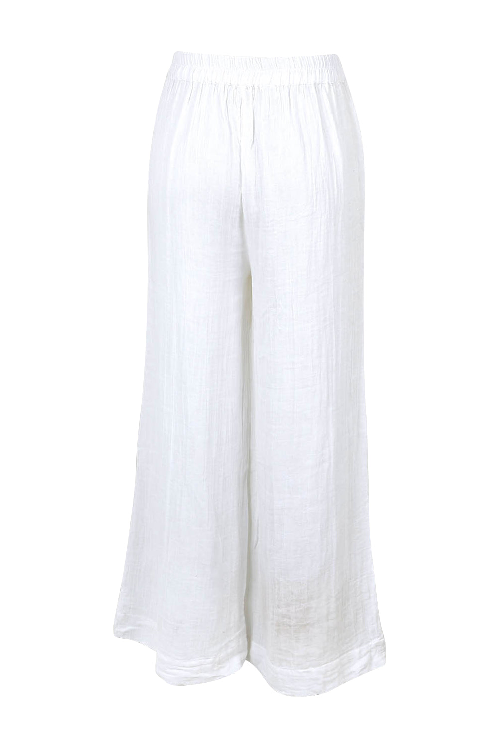 Product shot of the Cotton Wide Leg Lounge Pant in colour White (White), from the back