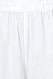 Product shot of the Cotton Wide Leg Lounge Pant in colour White (White), detail