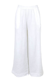 Product shot of the Cotton Wide Leg Lounge Pant in colour White (White), from the front