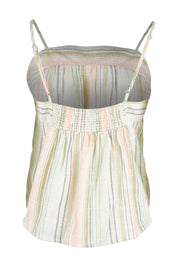 Product shot of the Cotton Stripe Cami in colour Softstripe (Green), from the back