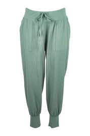 Product shot of the Cotton Jersey Pull On Jogger in colour Sage (Green), from the front