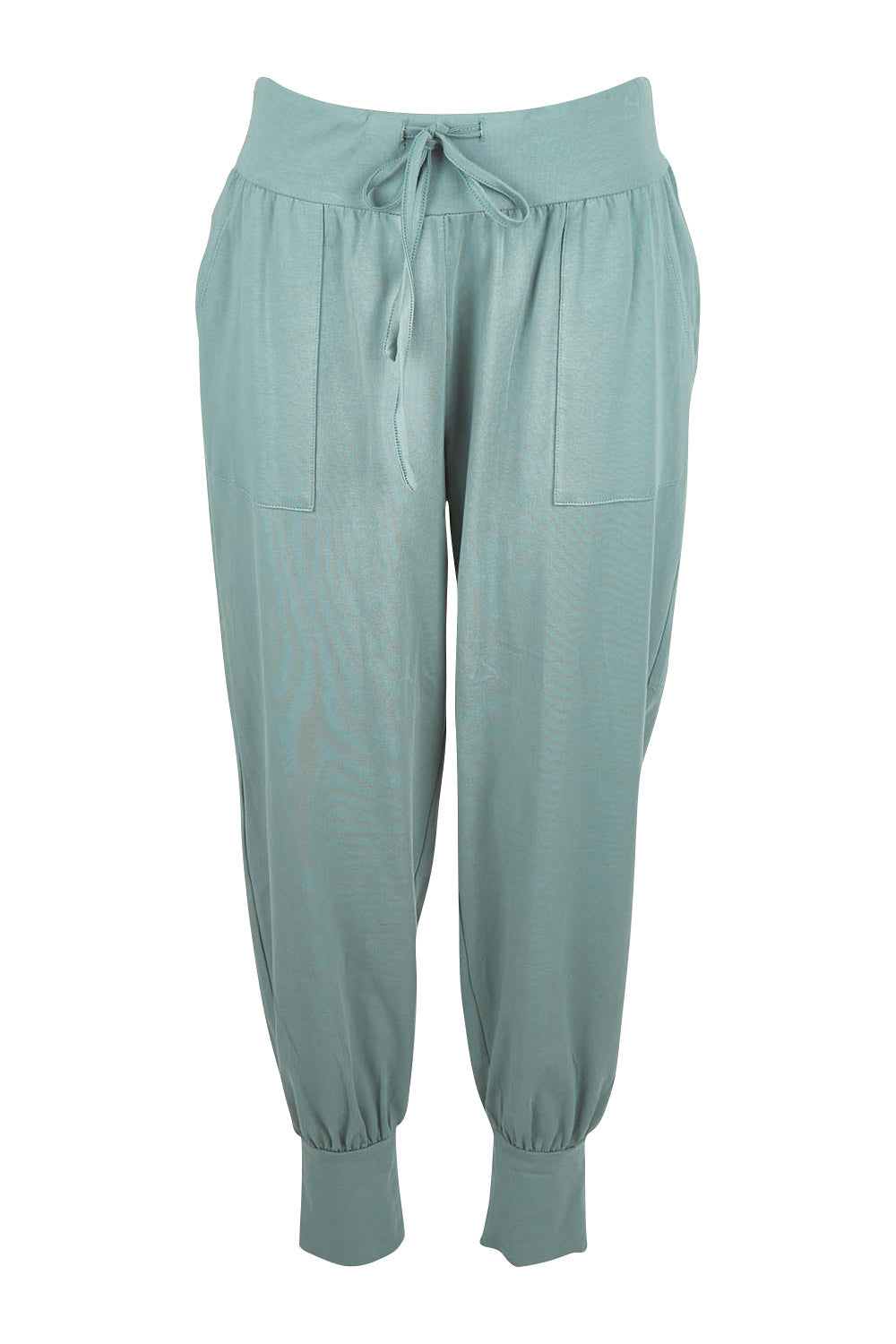 Product shot of the Cotton Jersey Pull On Jogger – Sage in colour Sage, from the front