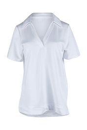 Product shot of the Cotton Terry Collared Tee in colour White (White), from the front