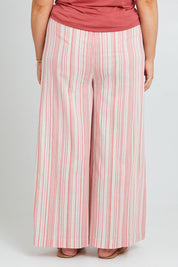 Model Poppy wearing the Cotton Pull On Lounge Pants in colour Pinkstripe (Pink), from the back