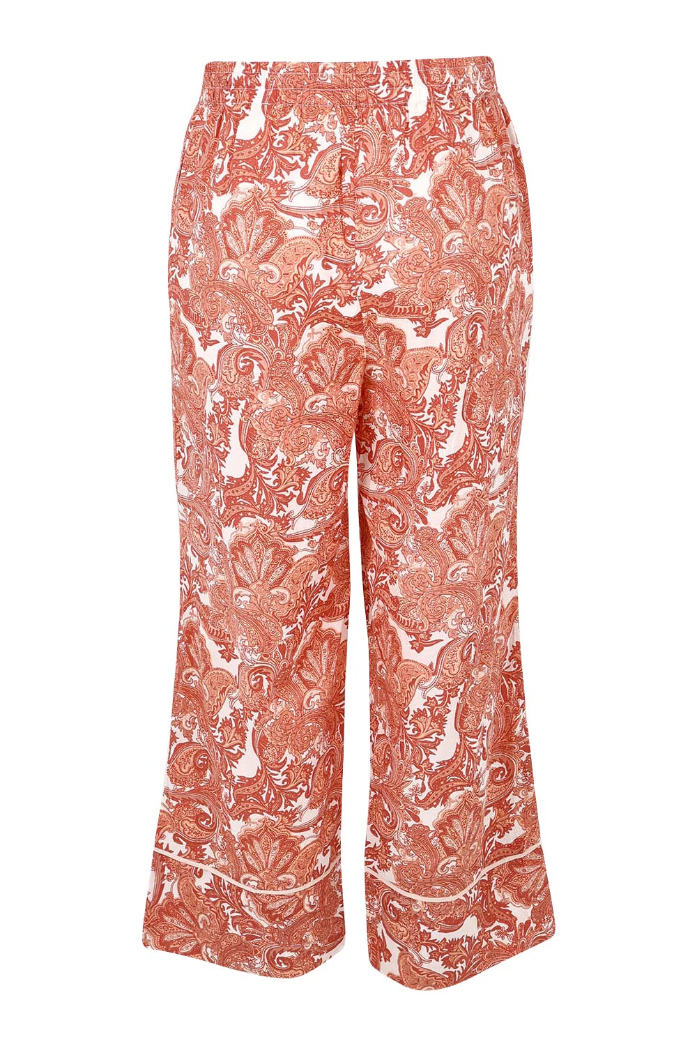 Product shot of the Cotton 3/4 Pyjama Pants in colour Paisley (Pink), from the back