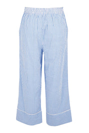 Product shot of the Cotton Seersucker Pyjama Pants – Bluewhite in colour Bluewhite, from the back