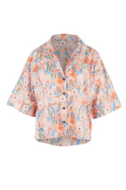 Product shot of the Golden Days Mercerised Cotton PJ Shirt in colour Golden, from the front