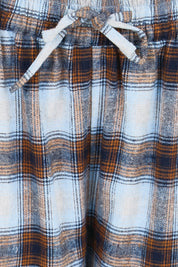 Product shot of the Cotton Flannel Winter Pyjama Pants – Navycheck in colour Navycheck, showing detail