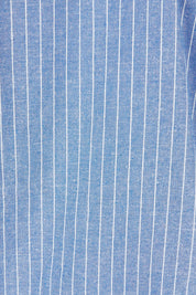 Product shot of the Cotton Linen Mismatched Pyjama Set in colour Denimstrip (Blue), detail