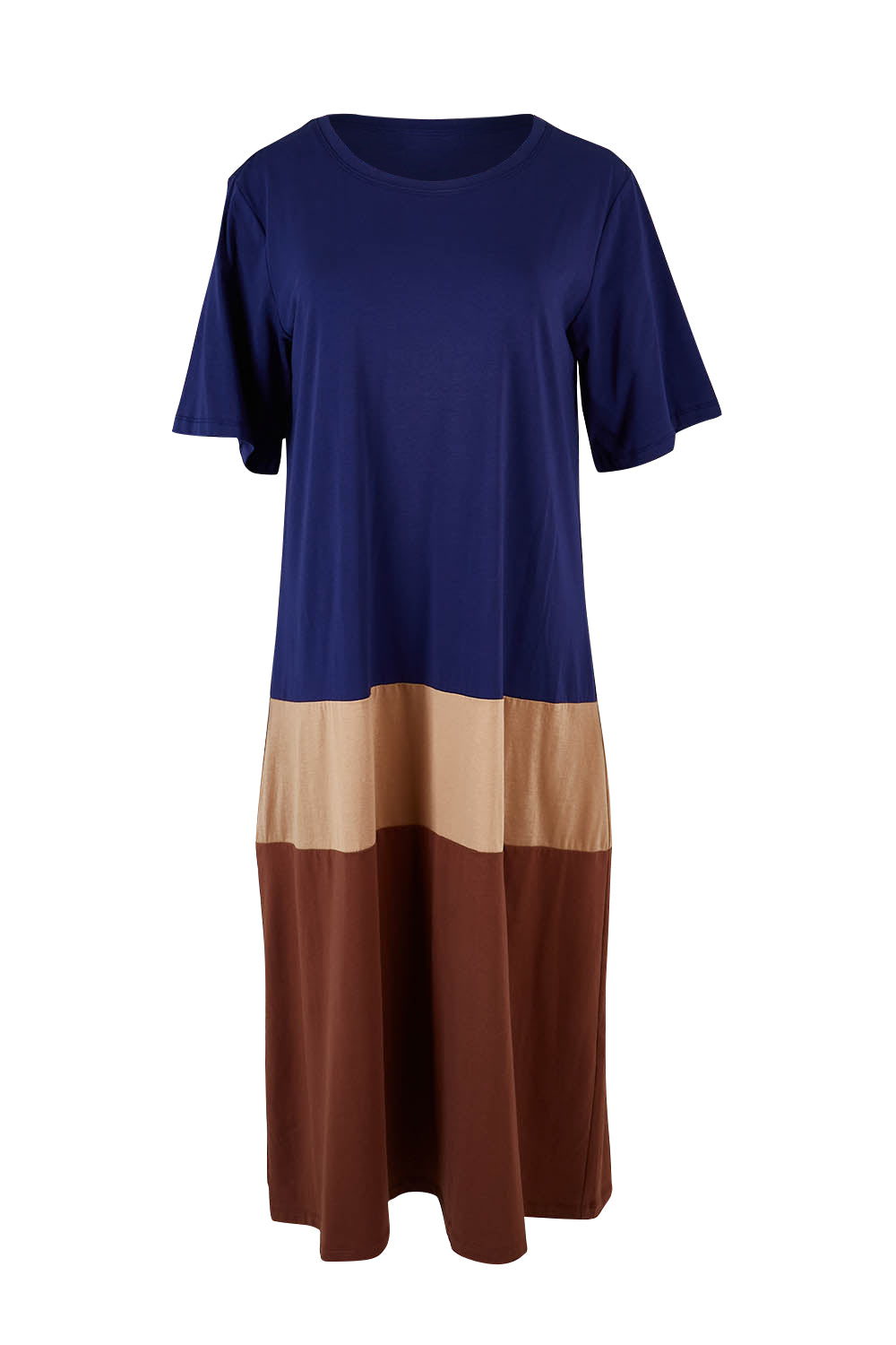 Product shot of the Cotton Jersey Stripe Nightie in colour Night (Blue), from the front