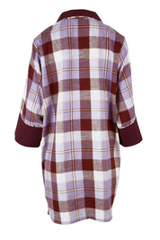 Product shot of the Cotton Flannel Winter Nightie in colour Lilaccheck (Purple), from the back