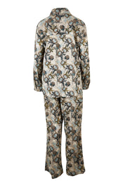 Product shot of the Cotton Long Sleeve Pyjama Set in colour Protea (Green), from the back