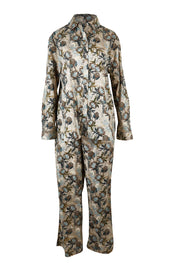 Product shot of the Cotton Long Sleeve Pyjama Set in colour Protea (Green), from the front