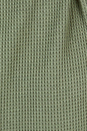Product shot of the Cotton Waffle Dressing Robe in colour Norigreen (Green), detail