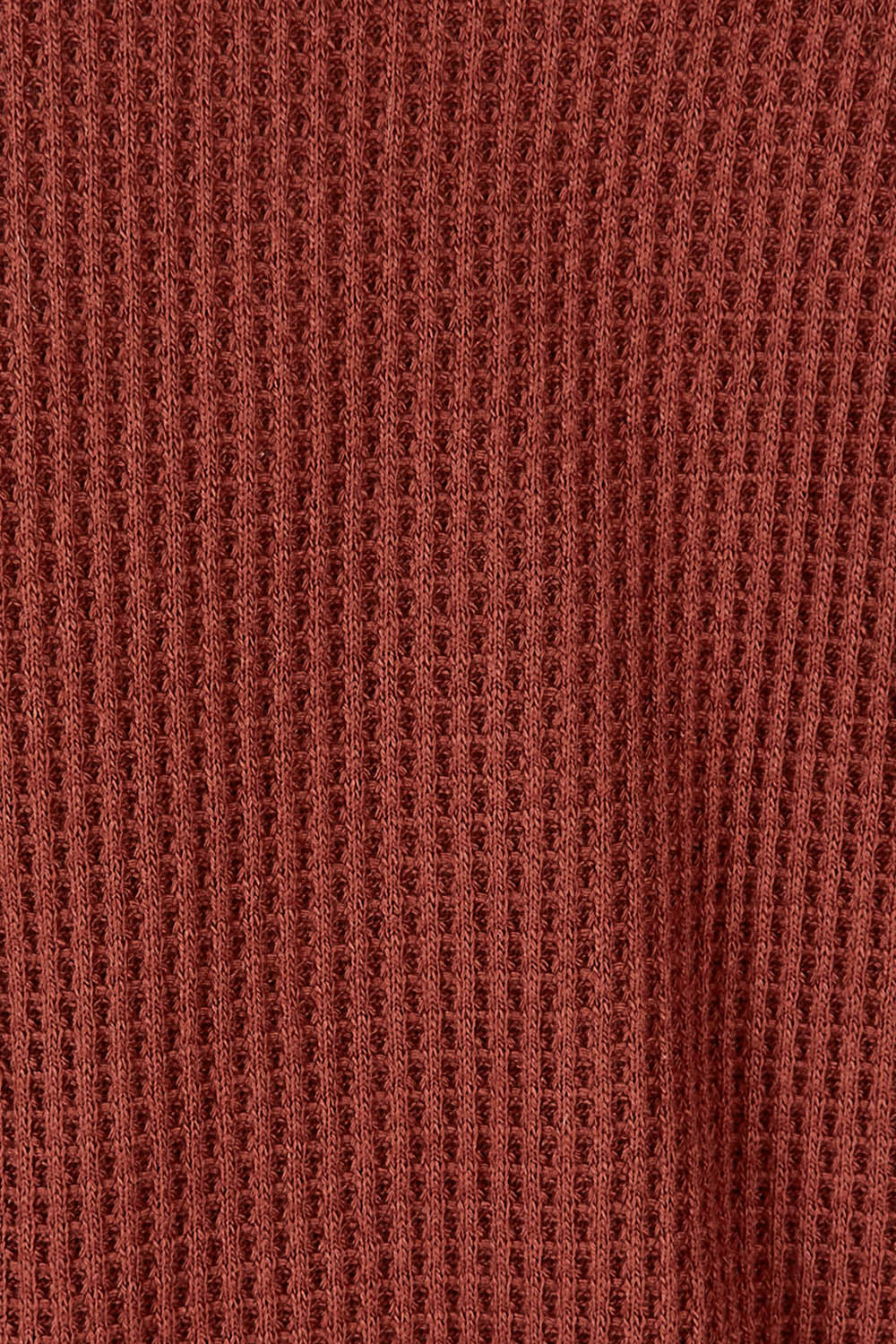 Product shot of the Cotton Waffle Dressing Robe in colour Rhubarb (Red), detail