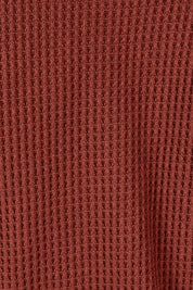 Product shot of the Cotton Waffle Dressing Robe in colour Rhubarb (Red), detail