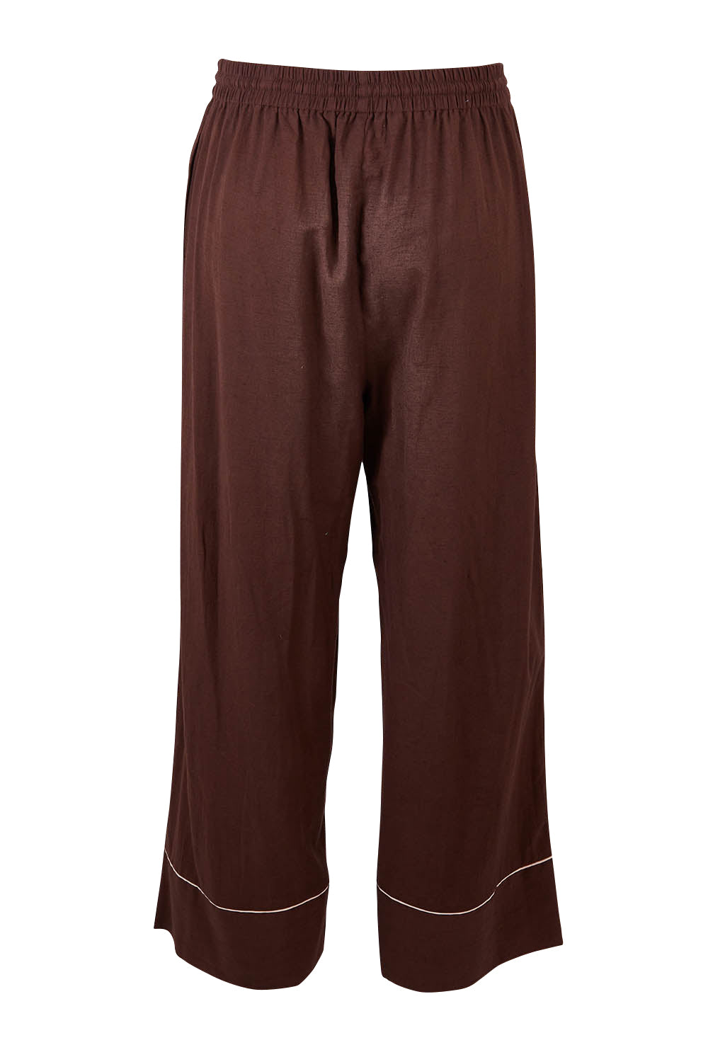 Product shot of the Cotton Full Length Pyjama Pants in colour Chocolate, from the back