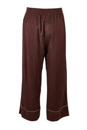 Product shot of the Cotton Full Length Pyjama Pants in colour Chocolate, from the back
