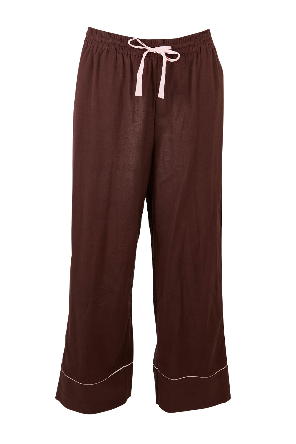 Product shot of the Cotton Full Length Pyjama Pants in colour Chocolate, from the front