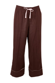 Product shot of the Cotton Full Length Pyjama Pants in colour Chocolate, from the front