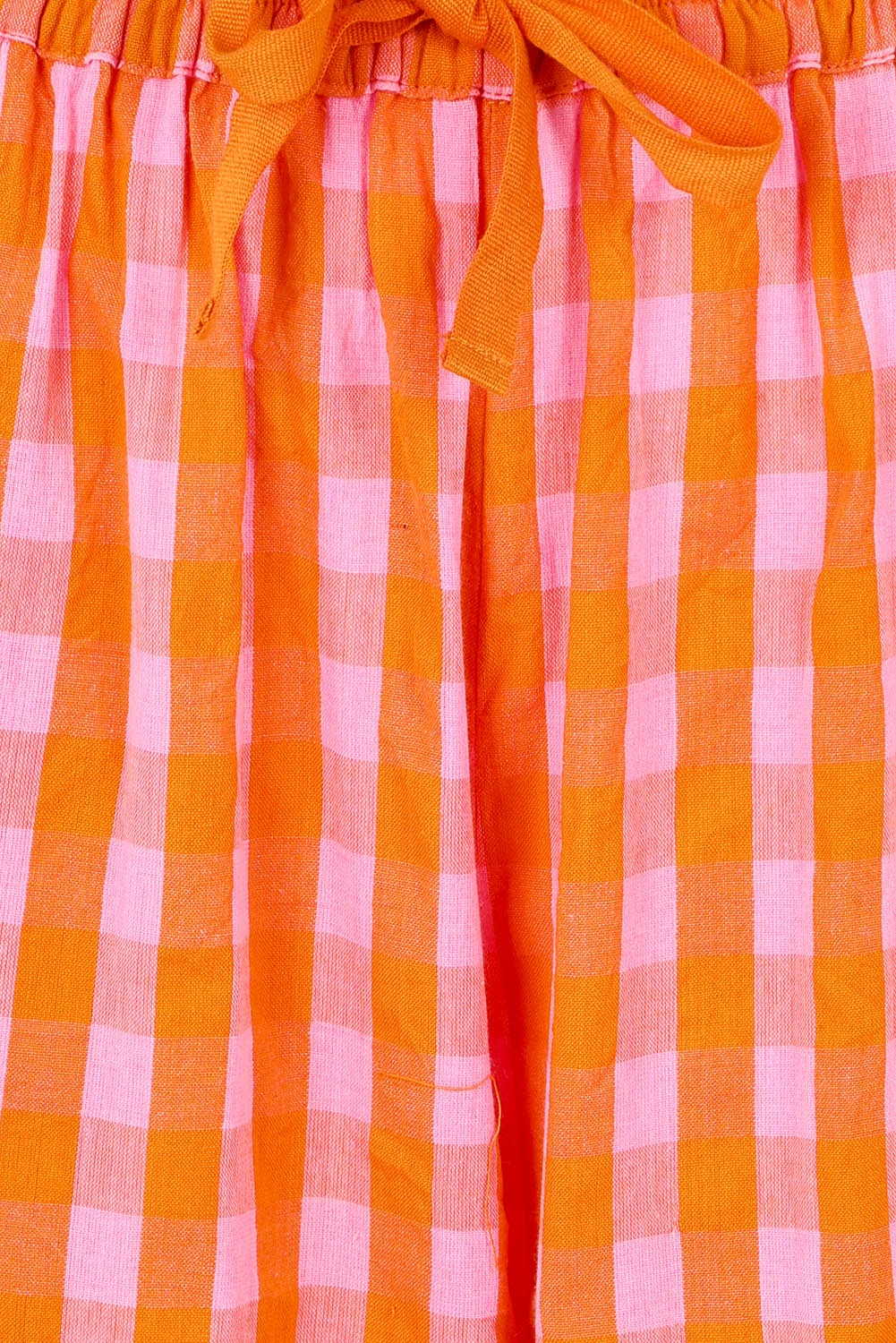 Product shot of the Cotton Check Pyjama Pants in colour Bright (Pink), detail