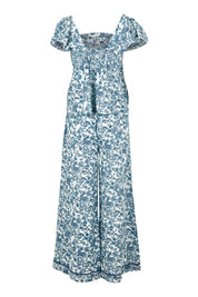 Product shot of the Cotton Frill Cami Sleep Set in colour Paisley (Blue), from the back