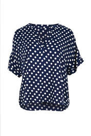 Product shot of the Viscose Twill Pyjama Top – Navyspot in colour Navyspot, from the front