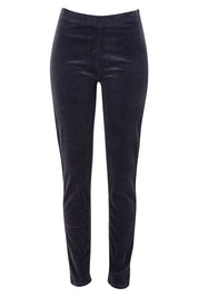 Product shot of the Skinny Leg Cord Pull On Pant in colour Graphite (Black), from the front