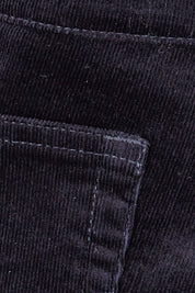 Product shot of the Skinny Leg Cord Pull On Pant in colour Midnight (Blue), detail