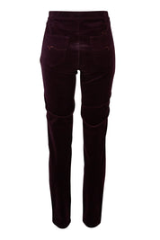 Product shot of the Skinny Leg Cord Pull On Pant in colour Mulberry (Purple), from the back