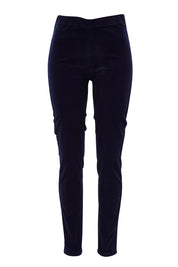 Product shot of the Skinny Leg Cord Pull On Pant in colour Navy (Blue), from the front