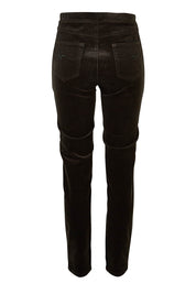 Product shot of the Skinny Leg Cord Pull On Pant in colour Olive (Green), from the back