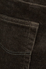 Product shot of the Skinny Leg Cord Pull On Pant in colour Olive (Green), detail